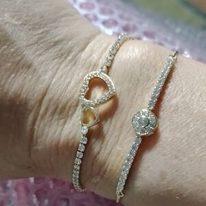 White And Yellow Gold Plated Bracelet Duo